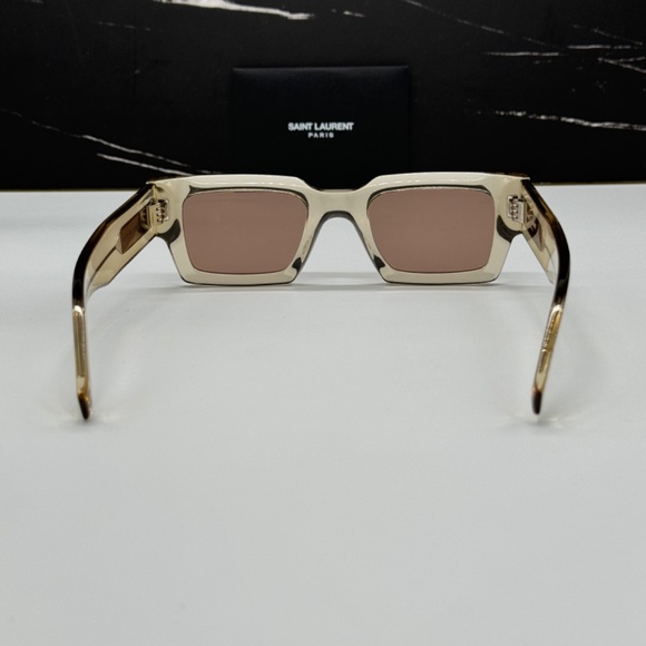 NEW SL 572 006 YELLOW BROWN SL572 006 SQUARE WOMEN SUNGLASSES SAINT LAURENT - Picture 7 of 11